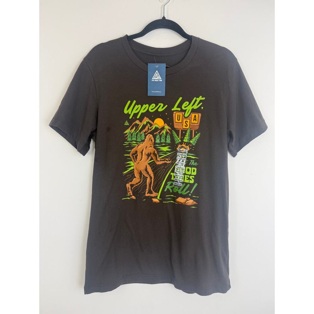 NWT The Great PNW Upper Left USA PNW Crewneck Sasquatch Brown T-Shirt Medium